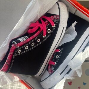 Black High-Top Sneakers with Pink Accents